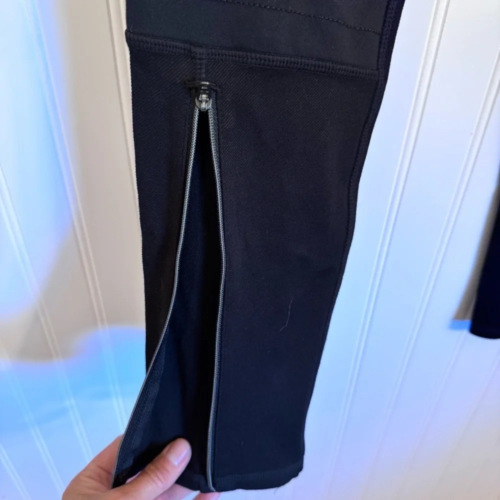 Athleta Black Trail Setter Moto Leggings Black Stretchy Athletic Motion Pants 6 - Picture 7 of 13